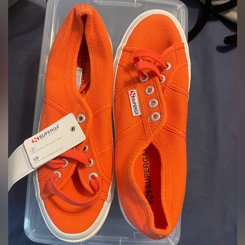 NWT Superga Orange Sneakers Tennis Shoes 37.5 / 7.5